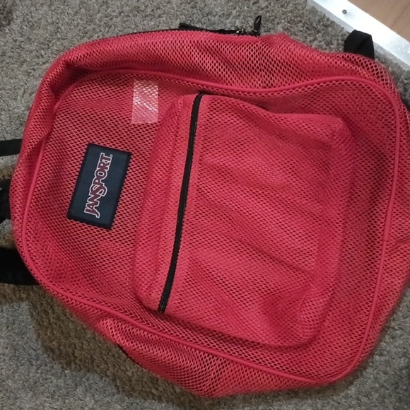 Jansport mesh red backpack bookbag - Picture 2 of 5